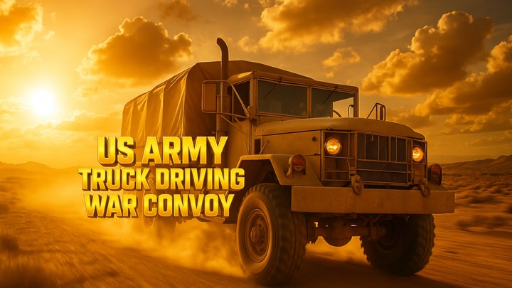 US Army Truck Driving War Convoy